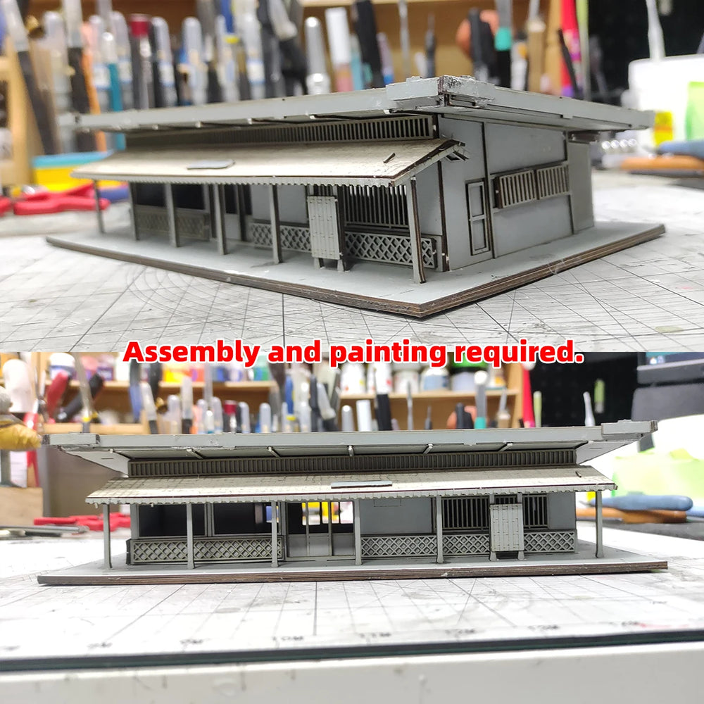 1/87 Modern Railway Station Scene, Resin Model Diorama Kit, Unassembled and Unpainted
