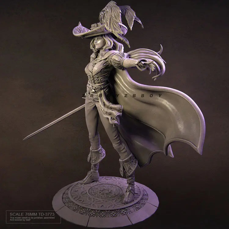 76mm Female Pirate Swordsman, Resin Model Figure Kit, Fantasy Theme, Unassembled and Unpainted