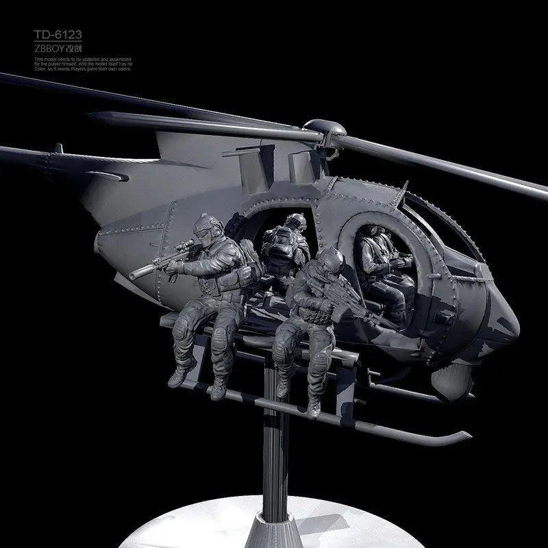 50mm Modern Special Operations Helicopter, 8 Figures, Resin Model Vehicle Kit, Unassembled and Unpainted