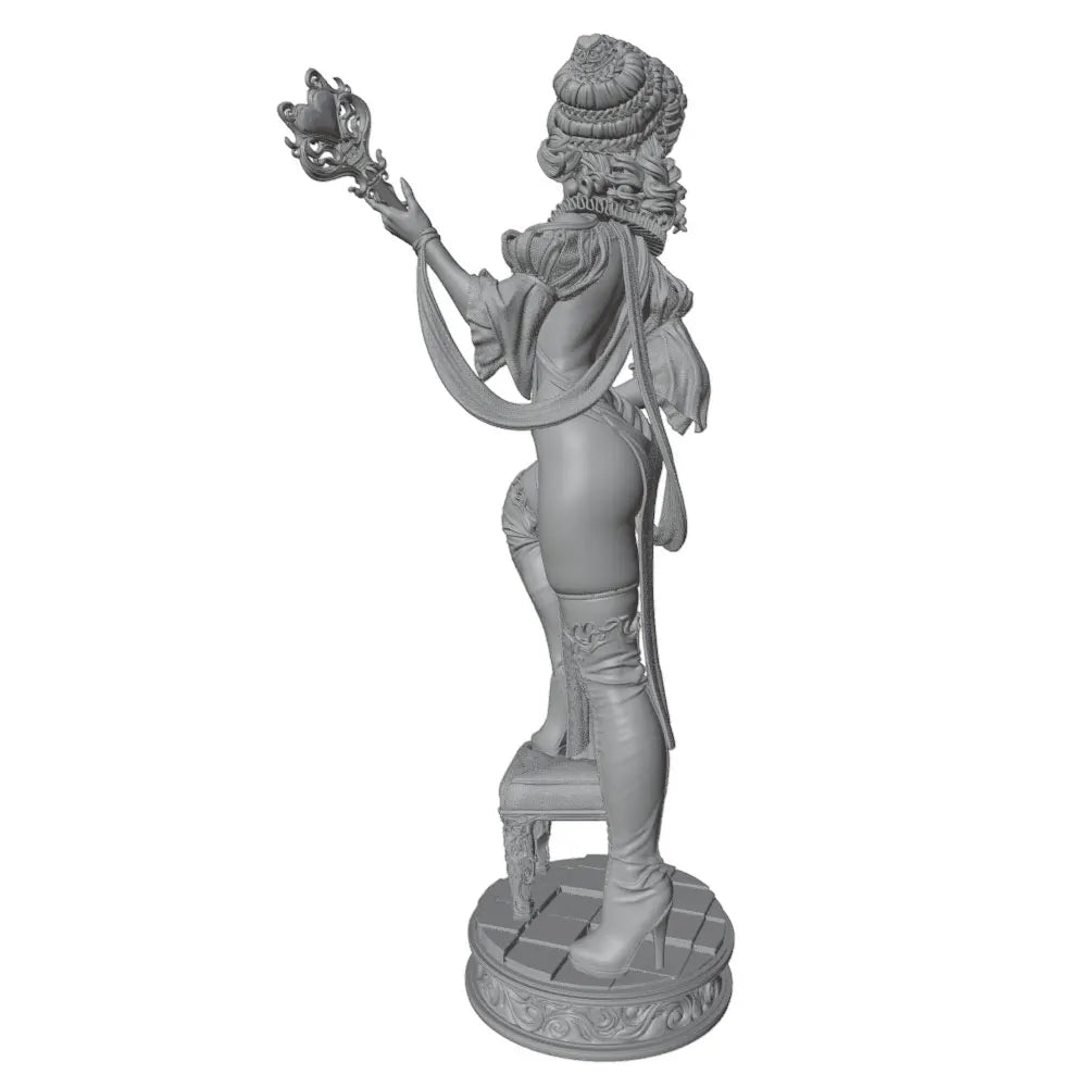 1/24 Sorceress with Orb Wand and Crowned Updo, Resin Model Figure Kit, Fantasy Theme, Unassembled and Unpainted
