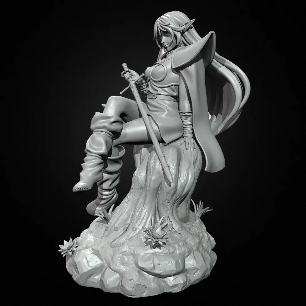 75mm Elf Warrior with Dual Scythes and Wing Armor, Resin Model Figure Kit, Fantasy Theme, Unassembled and Unpainted