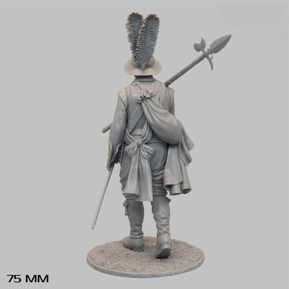 75mm 17th Century Infantry Sergeant, Resin Model Figure Kit, Military Theme, Unassembled and Unpainted