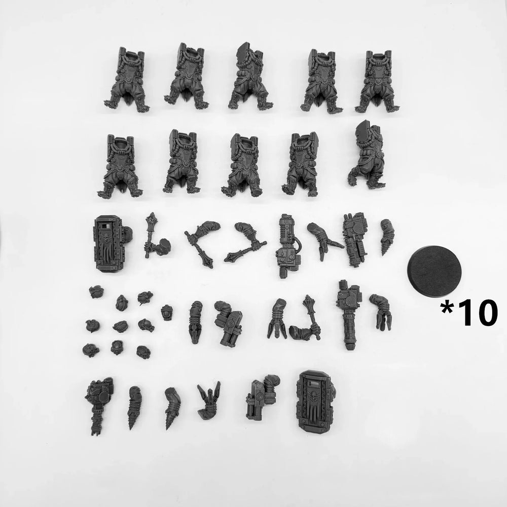 Heavy Support Soldiers, 10 Figures, Resin Model Figure Kit, Sci-Fi Theme, Unassembled and Unpainted