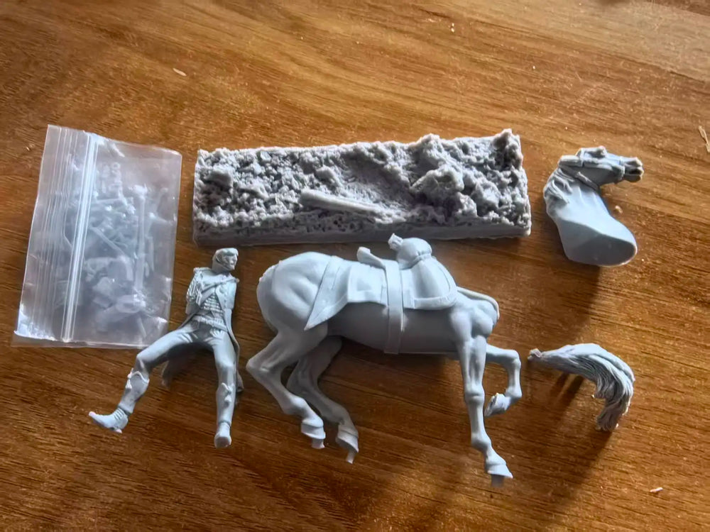 54mm Napoleonic French Hussar Officer, Resin Model Figure Kit, Unassembled and Unpainted