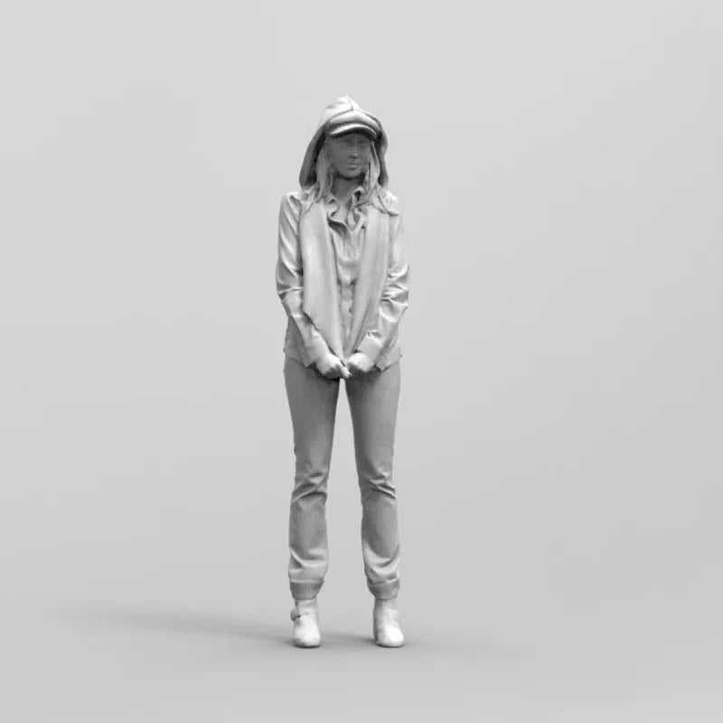 1/64 Modern Girl in Hoodie, Resin Model Figure Kit, Unassembled and Unpainted