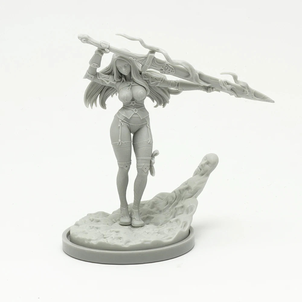 Female Horned Demon Warrior, Resin Model Figure Kit, Fantasy Theme, Unassembled and Unpainted