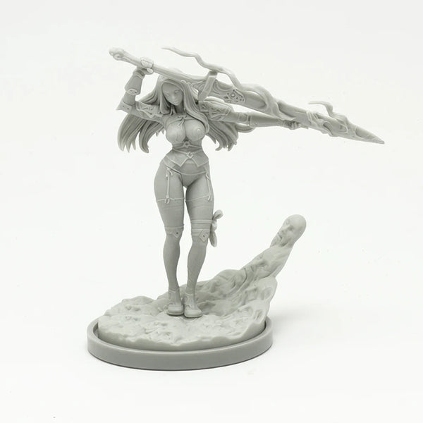 Female Horned Demon Warrior, Resin Model Figure Kit, Fantasy Theme, Unassembled and Unpainted