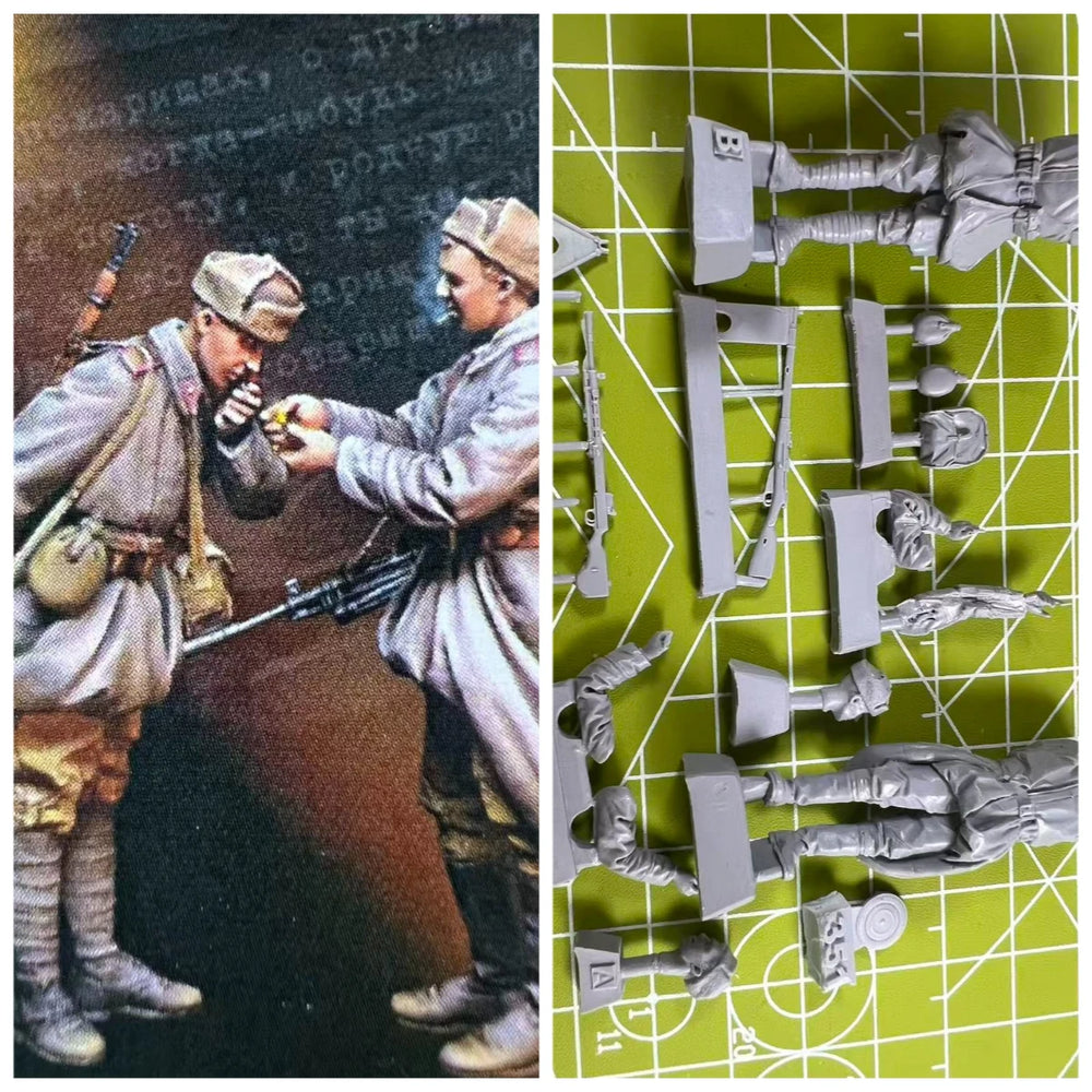 1/35 WWII Soviet Commander, 2 Figures, Resin Model Figure Kit, Unassembled and Unpainted