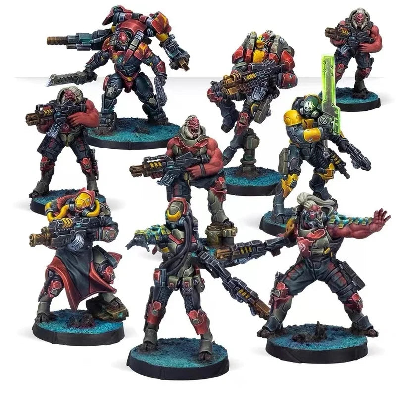 28mm Grimdark Sci-Fi Warriors, 9 Figures, Resin Model Figure Kit, Sci-Fi Theme, Unassembled and Unpainted