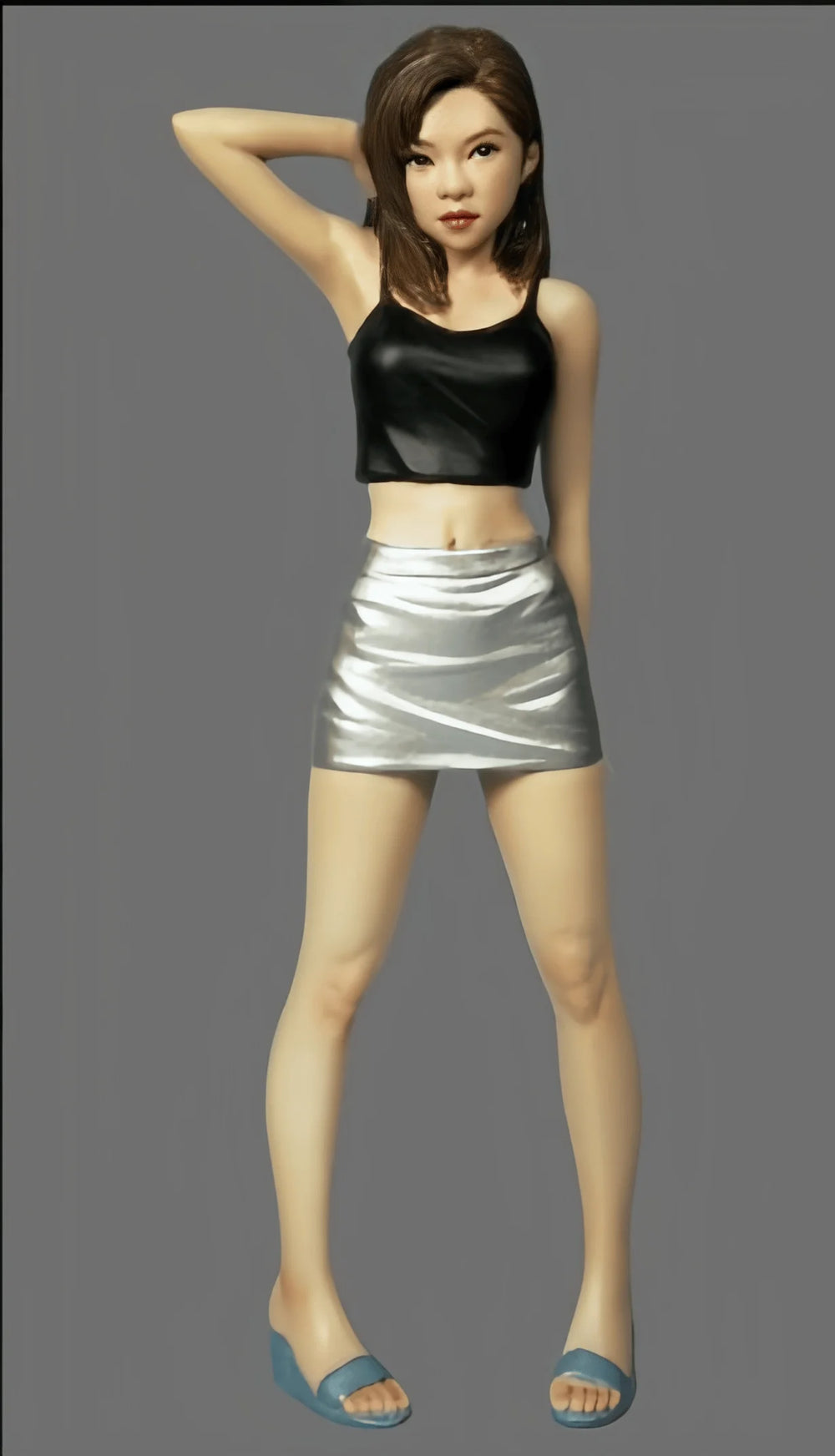 1/12 Pin-up in Black Crop Top and White Wrap Skirt, Resin Model Figure Kit, Unassembled and Unpainted