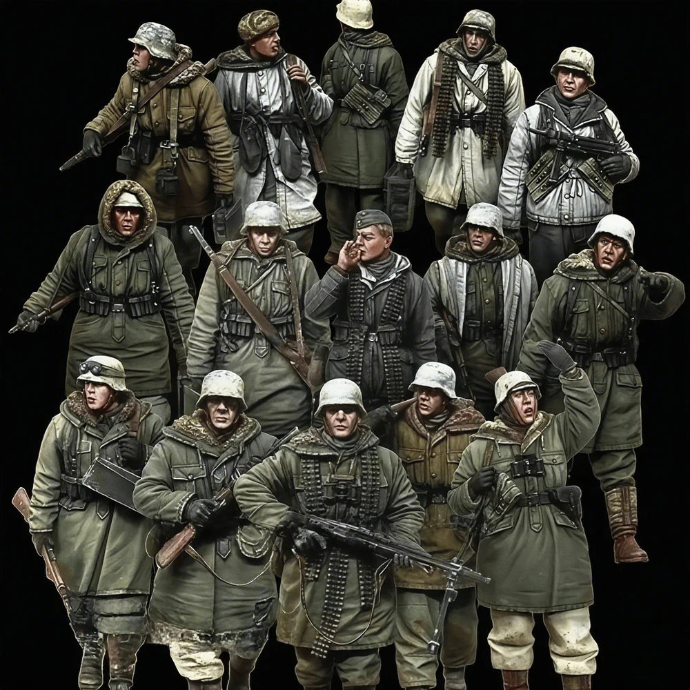 1/35 WWII Mixed Squad Expansion, 10 Figures, Resin Model Figure Kit, Unassembled and Unpainted