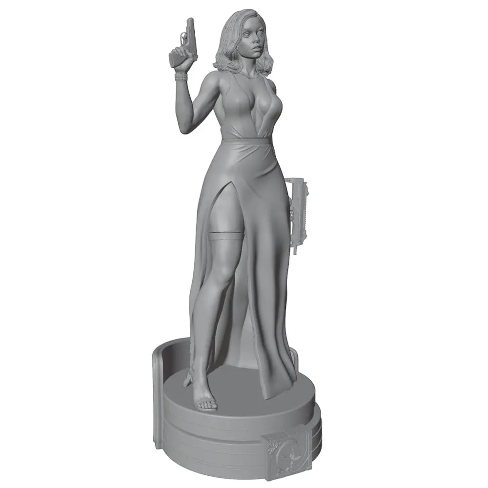 75mm Female with Firearm, Resin Model Figure Kit, Fantasy Theme, Unassembled and Unpainted