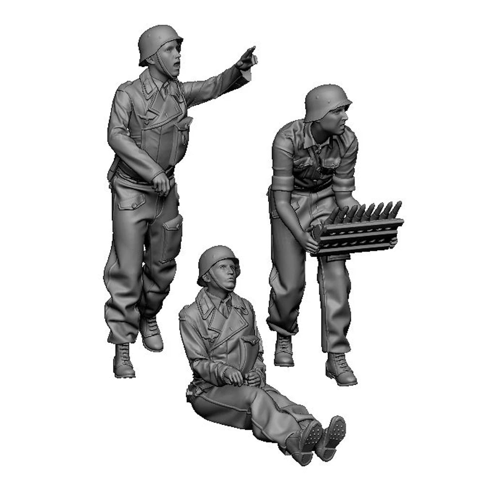 1/35 WWII German Mobelwagen Crew with Ammunition, 3 Figures, Resin Model Figure Kit, Unassembled and Unpainted