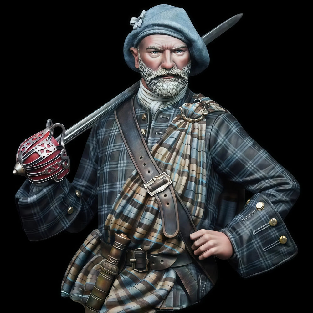 1/10 Napoleonic Scottish Highland Officer, Resin Model Bust Kit, Unassembled and Unpainted