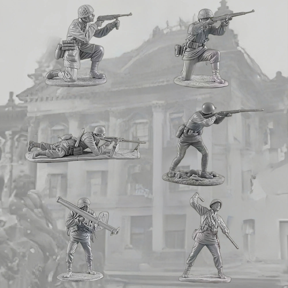 1/35 Modern Infantry Squad with RPG Support, 6 Figures, Resin Model Figure Kit, Unassembled and Unpainted
