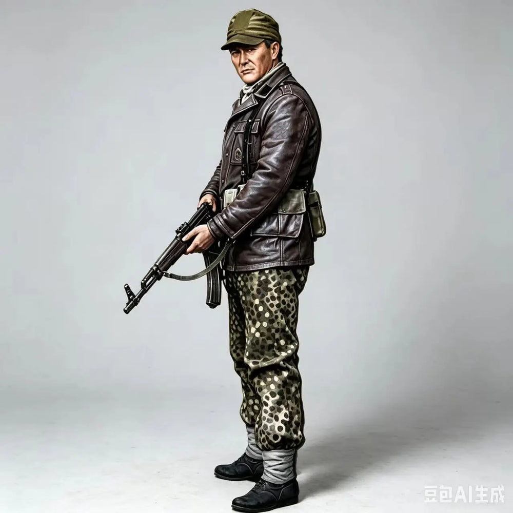 1/35 WWII German Panzer Crew in Black Jacket with Rifle, Resin Model Figure Kit, Unassembled and Unpainted