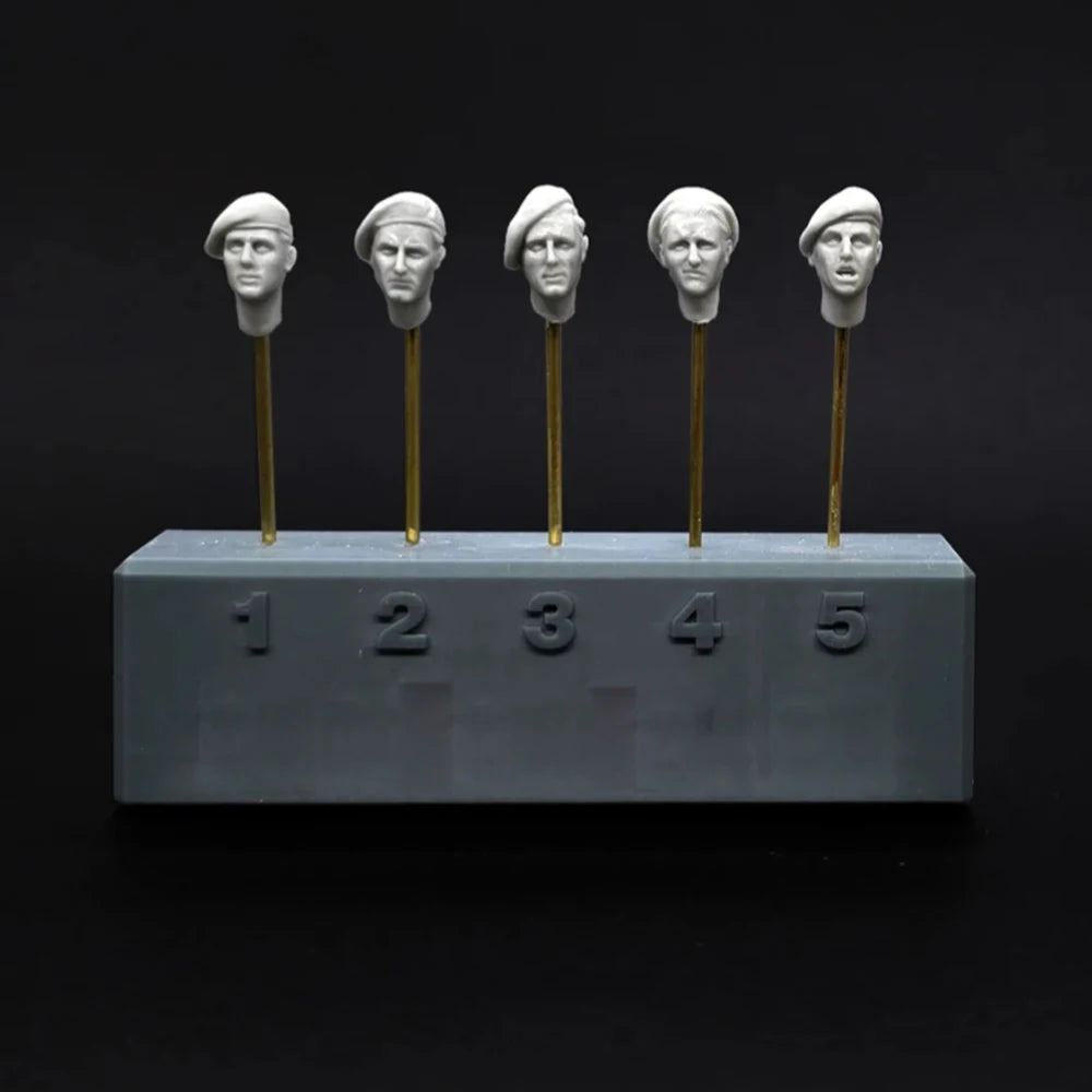 1/35 WWII British Infantry Head Variants, 5 Figures, Resin Model Figure Kit, Unassembled and Unpainted