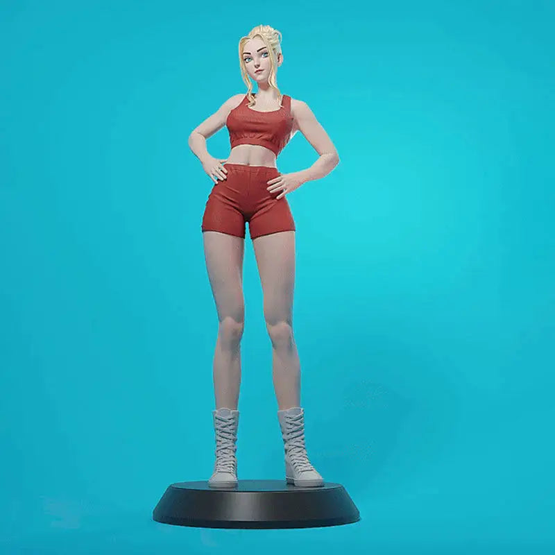 1/18 Glamorous Blonde Fashion in Red Outfit, Resin Model Figure Kit, Unassembled and Unpainted