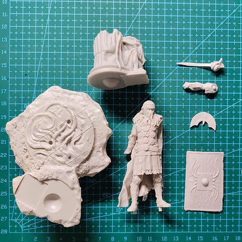 1/24 Dwarf King with Crested Helm and Heraldic Shield, Resin Model Figure Kit, Fantasy Theme, Unassembled and Unpainted