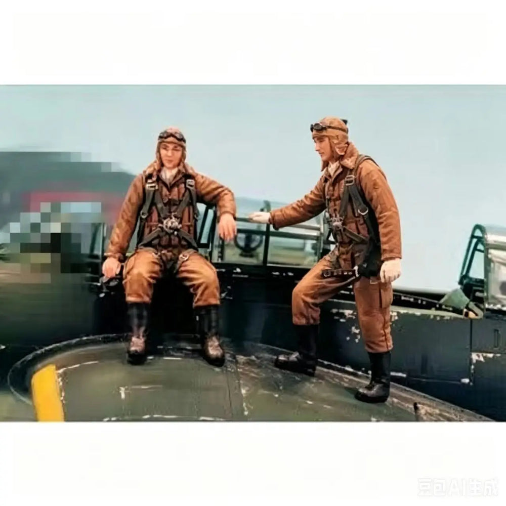 1/48 WWII Aircraft Crew Pilots, 3 Figures, Resin Model Figure Kit, Unassembled and Unpainted