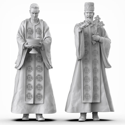 1/35 Russian Orthodox Priests, 2 Figures, Resin Model Figure Kit, Mythology Theme, Unassembled and Unpainted
