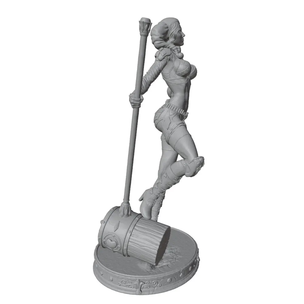 1/24 Female Warrior with Baseball Bat, Resin Model Figure Kit, Fantasy Theme, Unassembled and Unpainted