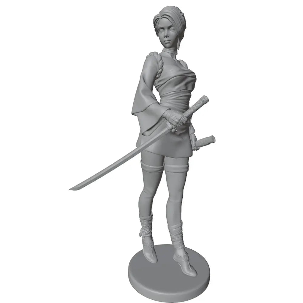 1/24 Dual-Wielding Swordswoman with Wrapped Armor, Resin Model Figure Kit, Fantasy Theme, Unassembled and Unpainted