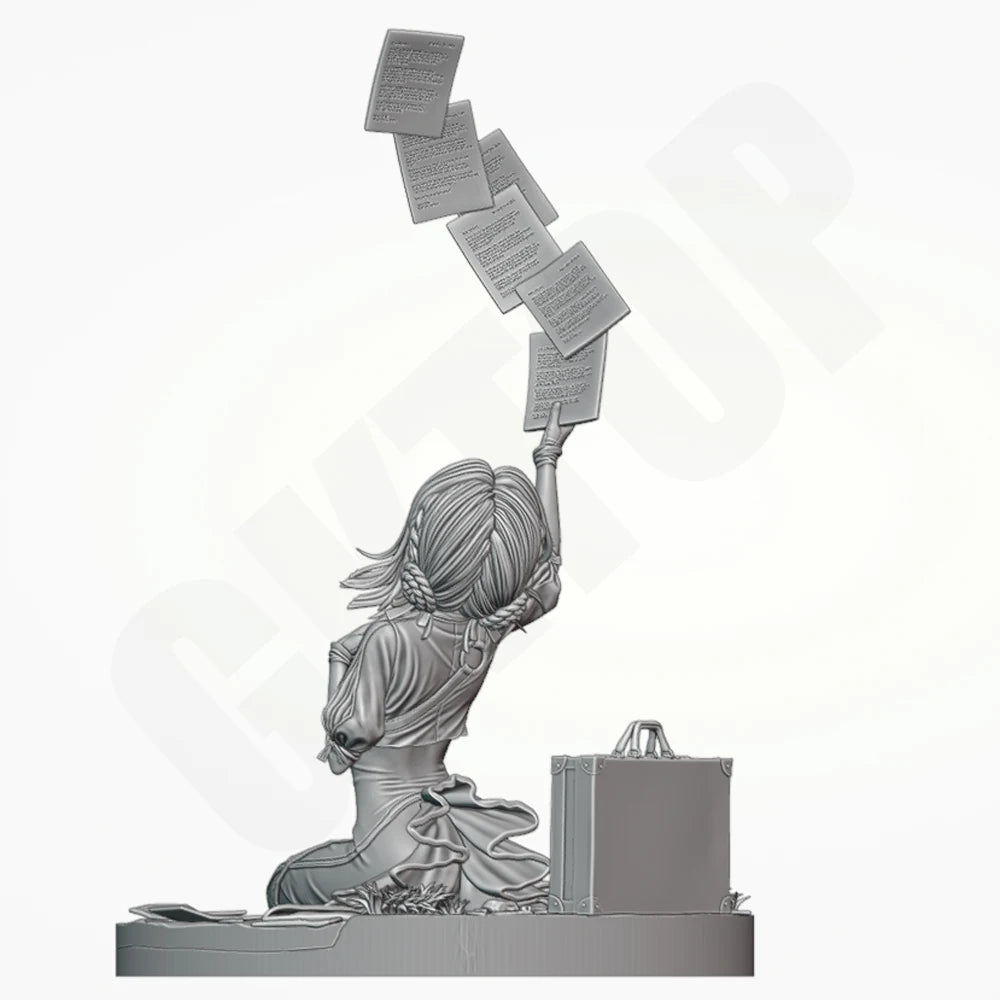 1/24 Girl with Staff, Resin Model Figure Kit, Anime Theme, Unassembled and Unpainted
