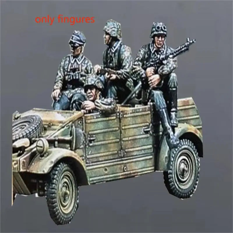 1/35 WWII German Kubelwagen, 4 Figures, Resin Model Figure Kit, Unassembled and Unpainted