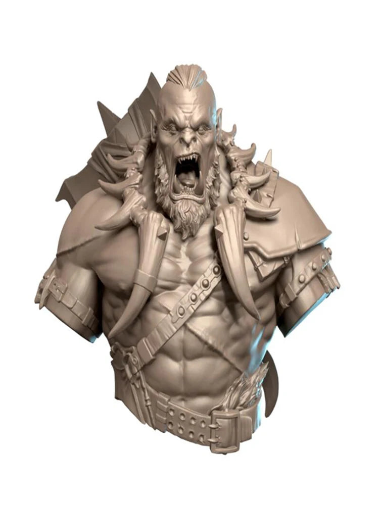 1/10 Bearded Orc Warrior Roaring, Resin Model Bust Kit, Fantasy Theme, Unassembled and Unpainted