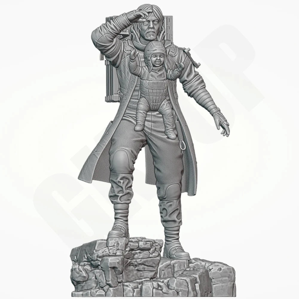 1/24 Modern Post-Apocalyptic Survivor & Child, 2 Figures, Resin Model Figure Kit, Unassembled and Unpainted