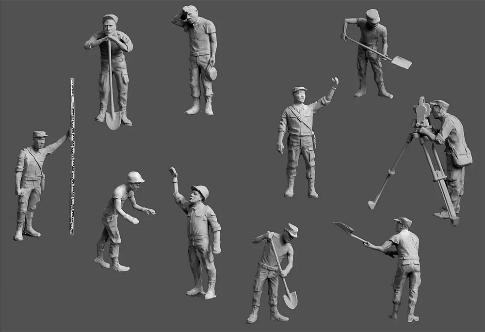 1/72 Modern Military Engineering Detachment, 10 Figures, Resin Model Figure Kit, Unassembled and Unpainted