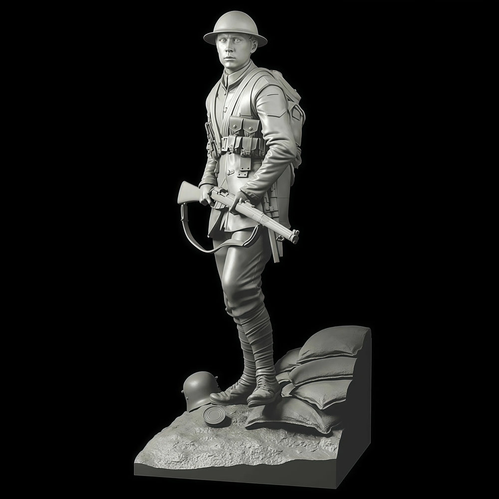 1/16 WWI British Infantryman with Fixed Bayonet, Resin Model Figure Kit, Unassembled and Unpainted