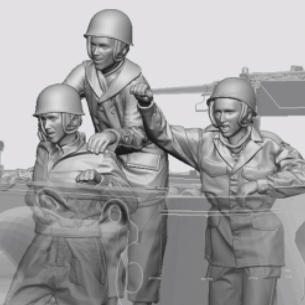 1/35 WWII US Army Crew Celebrating, 3 Figures, Resin Model Figure Kit, Unassembled and Unpainted