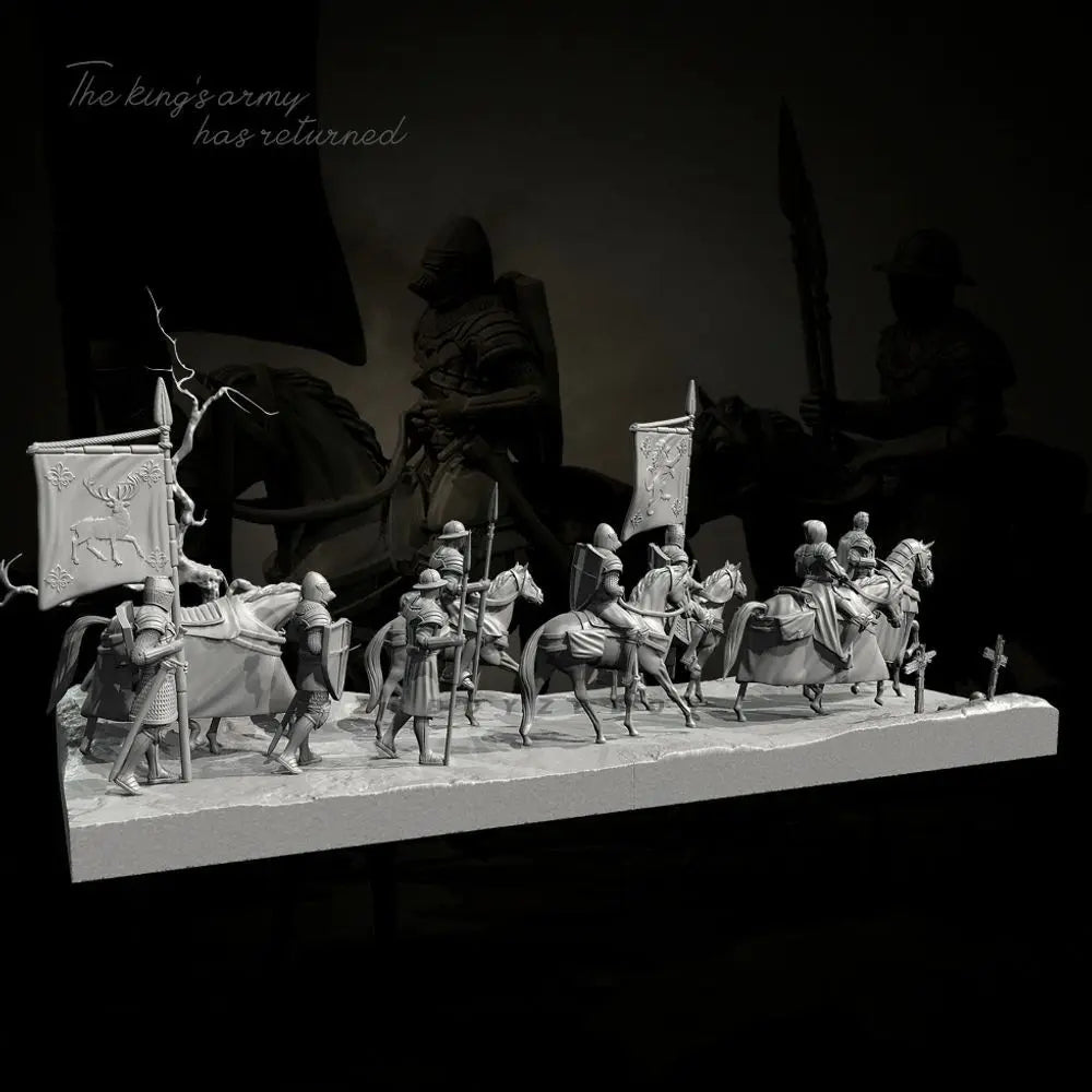 Medieval Imperial Cavalry, 28 Figures, Resin Model Diorama Kit, Unassembled and Unpainted