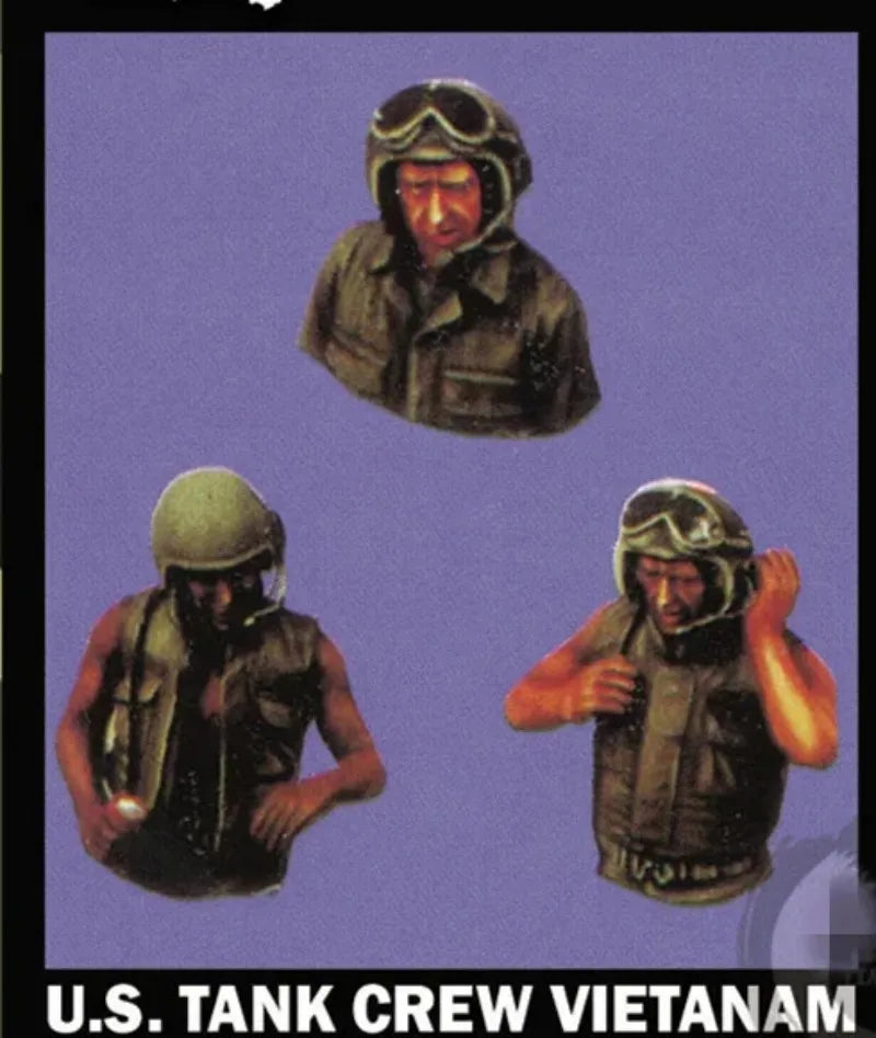 1/35 Vietnam War U.S. Tank Corps, 3 Figures, Resin Model Figure Kit, Unassembled and Unpainted