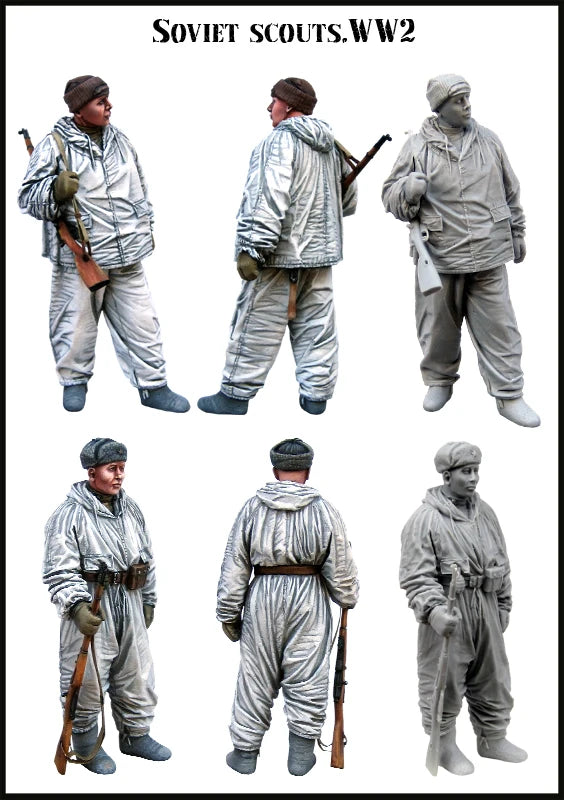 1/35 WWII Soviet Winter Scouts, 6 Figures, Resin Model Figure Kit, Unassembled and Unpainted