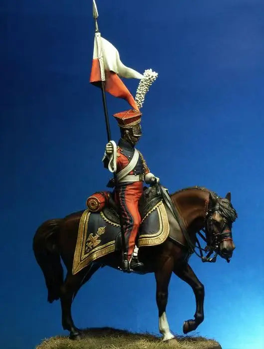 1/24 Napoleonic Cavalry Officer with Standard, Resin Model Figure Kit, Unassembled and Unpainted