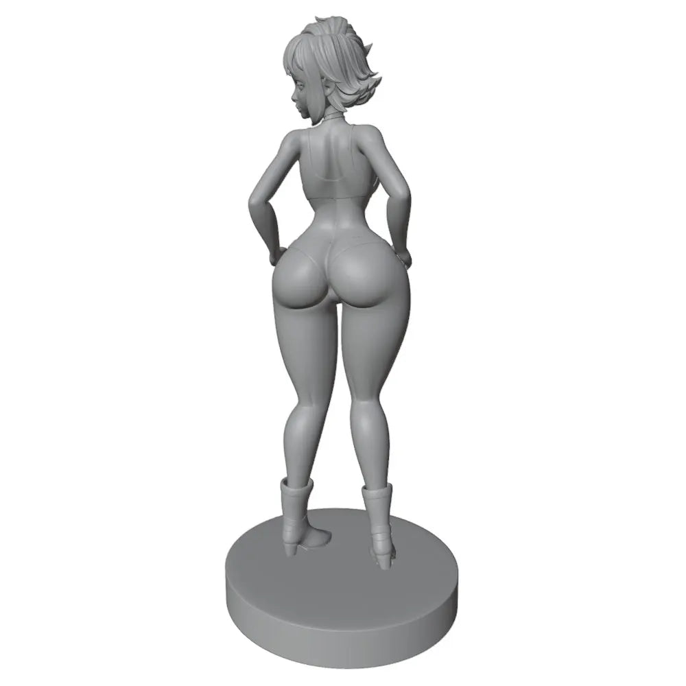 75mm Magenta-Haired Pin-up in Crop Top, Resin Model Figure Kit, Unassembled and Unpainted