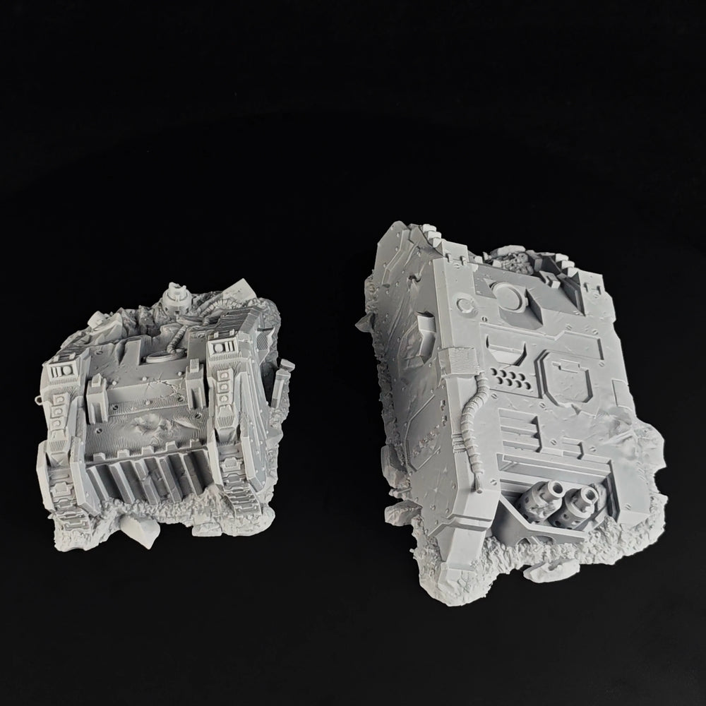 28mm Crashed Sci-Fi Tanks, Resin Model Diorama Kit, Sci-Fi Theme, Unassembled and Unpainted