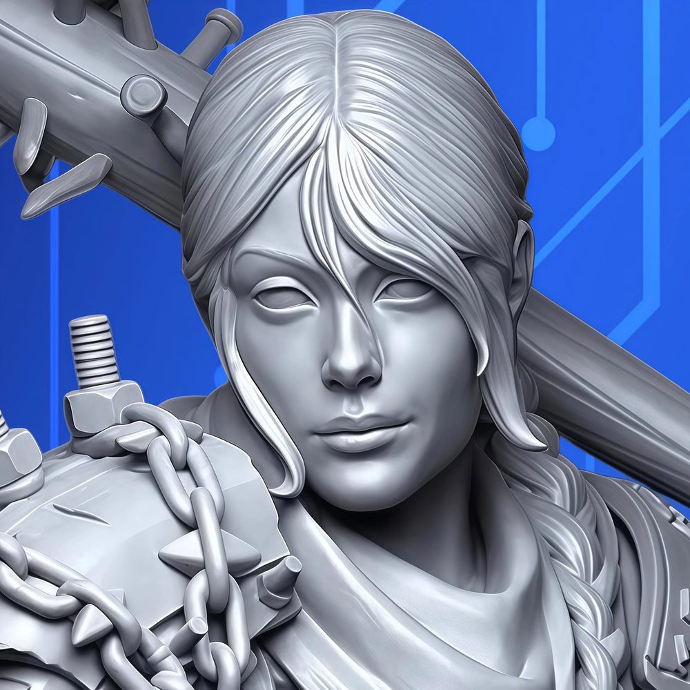 1/10 Female Warrior in Tactical Armor with Sword, Resin Model Bust Kit, Fantasy Theme, Unassembled and Unpainted