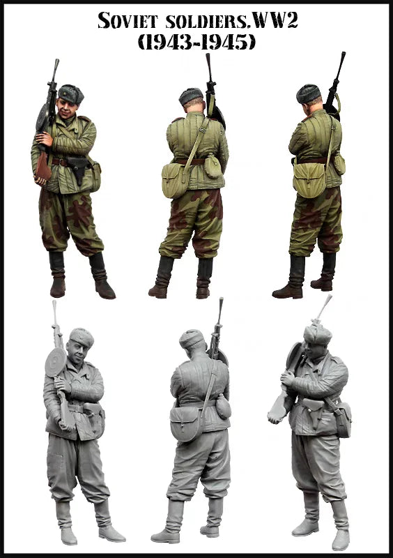 1/35 WWII Soviet Soldiers Set, 6 Figures, Resin Model Figure Kit, Unassembled and Unpainted