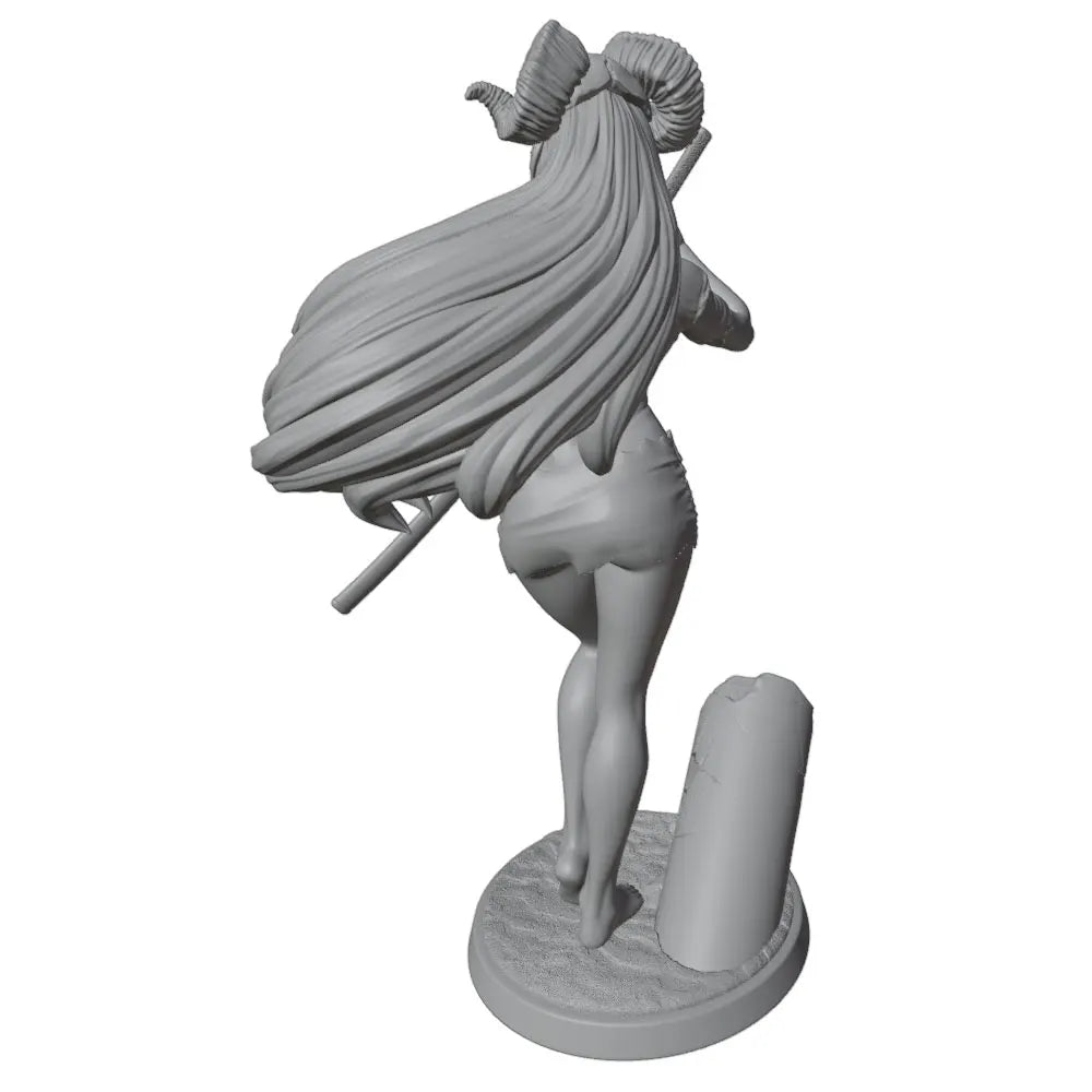 1/24 Horned Female Warrior Pin-up, Resin Model Figure Kit, Unassembled and Unpainted