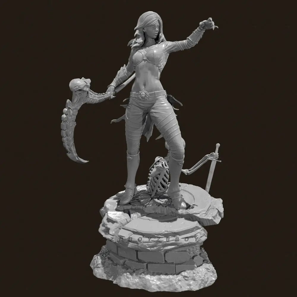 80mm Hell's Female Reaper, Resin Model Figure Kit, Fantasy Theme, Unassembled and Unpainted