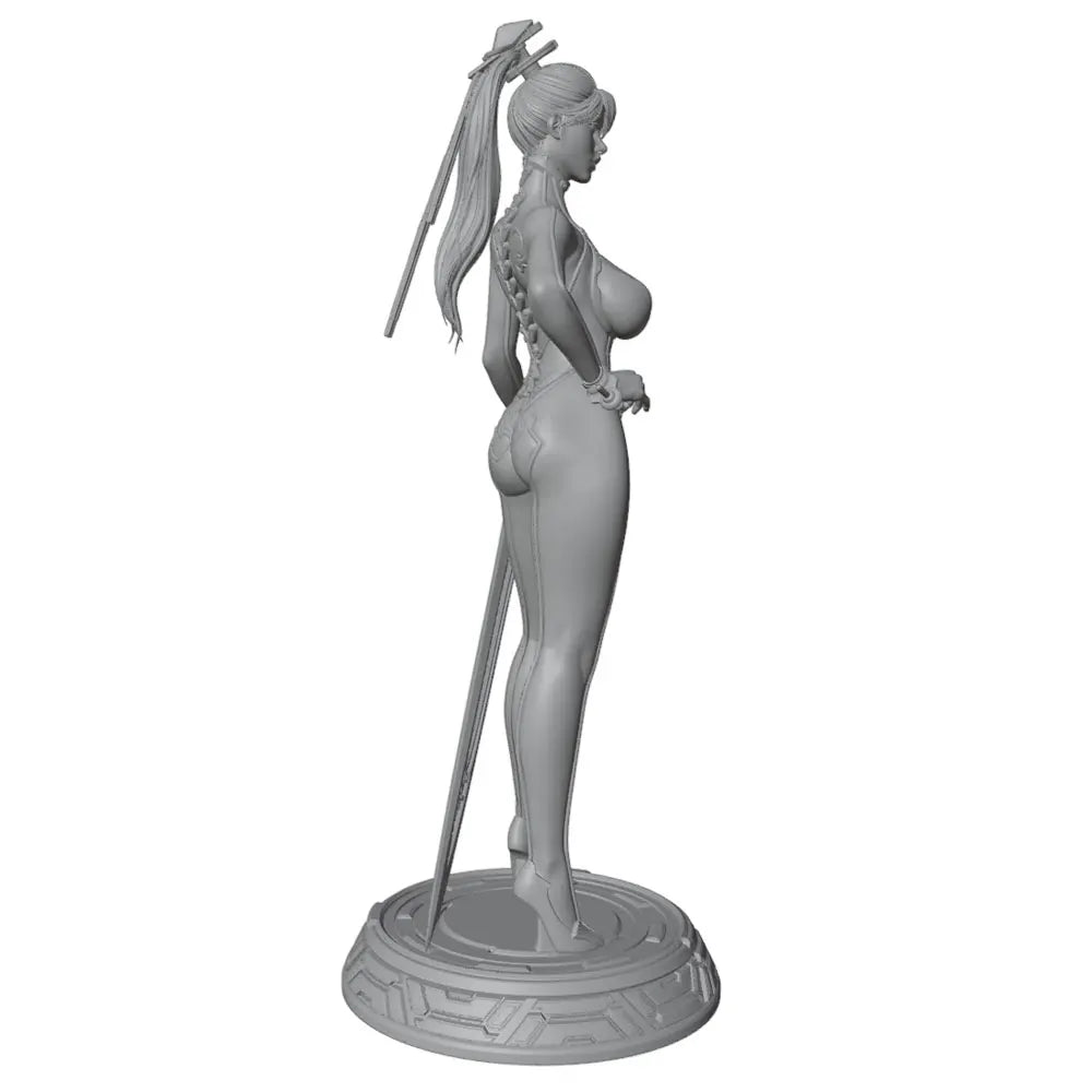 1/24 Ribbon-Haired Warrior with Battle Axe, Resin Model Figure Kit, Fantasy Theme, Unassembled and Unpainted