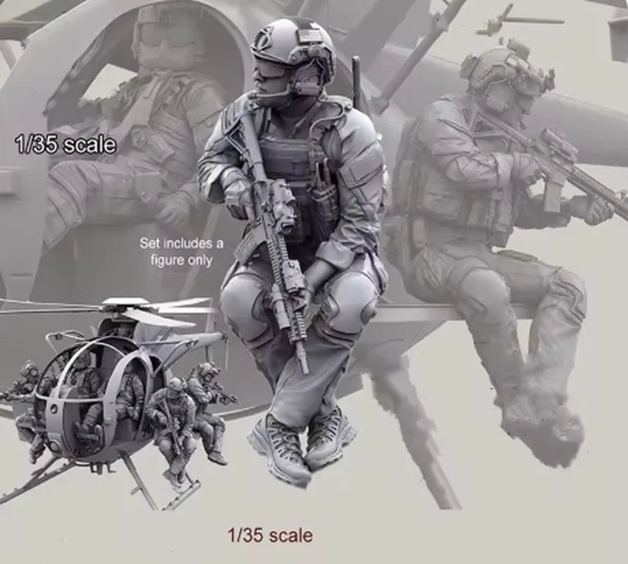 1/35 Modern Soldiers Helicopter Insertion, 9 Figures, Resin Model Figure Kit, Unassembled and Unpainted
