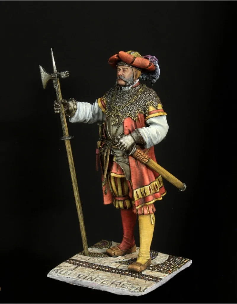 1/24 Medieval Landsknecht Captain, Resin Model Figure Kit, Unassembled and Unpainted
