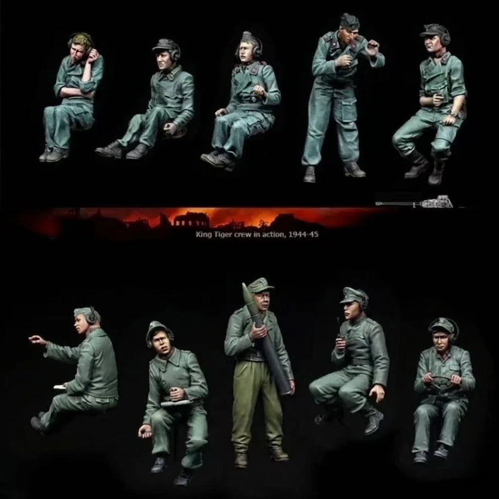 1/35 WWII German WWII Panther Tank Crew, 10 Figures, Resin Model Figure Kit, Unassembled and Unpainted