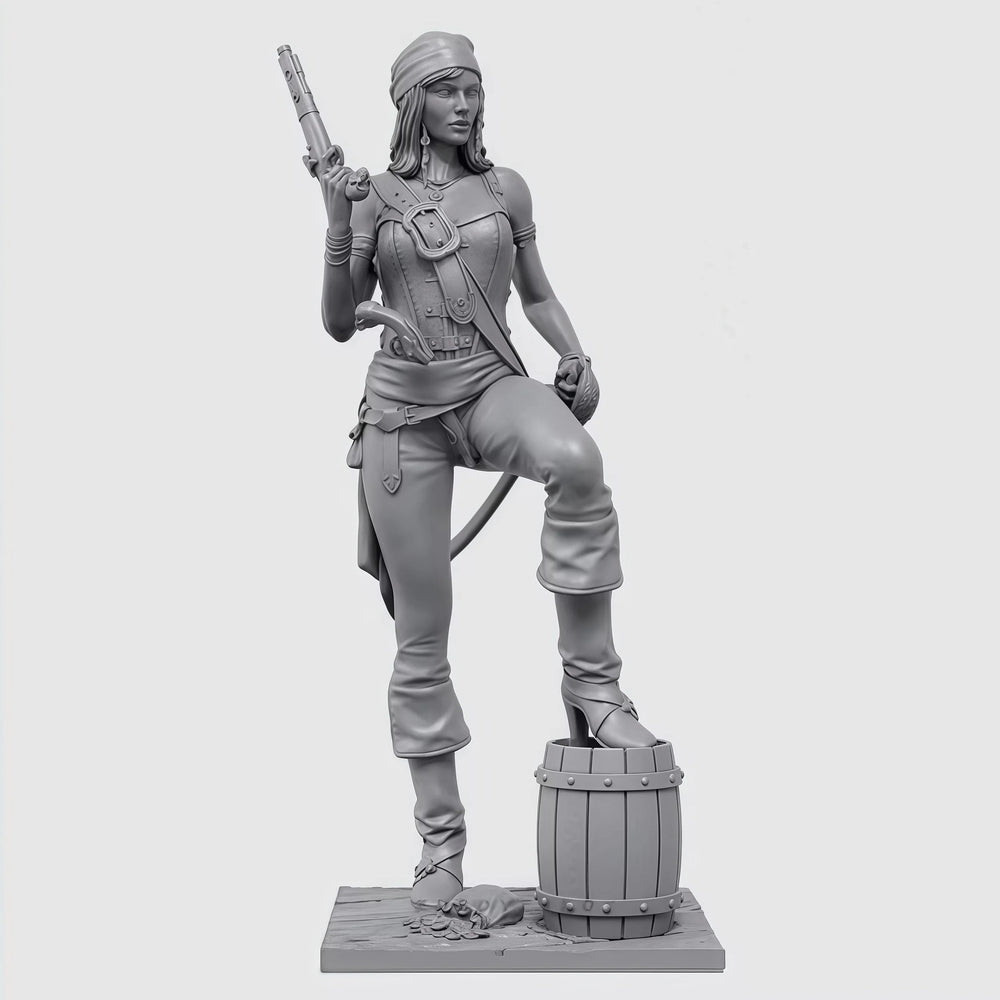 1/24 Female Gunner Warrior, Resin Model Figure Kit, Fantasy Theme, Unassembled and Unpainted