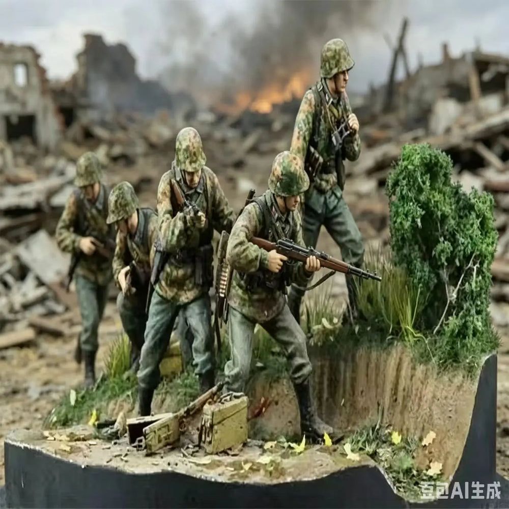 1/35 Modern Infantry Team with Machine Gunner, 4 Figures, Resin Model Figure Kit, Unassembled and Unpainted